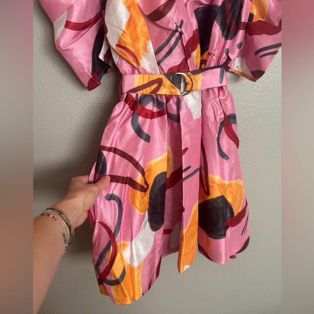 Aureta Studio Artist’s Canvas Mini Dress - Vibrant Pink and Yellow Floral Dress - Picture 6 of 9